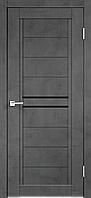 Дверное полотно Экошпон NEXT 2 600х2000 цвет Муар темно-серый стекло Лакобель черное