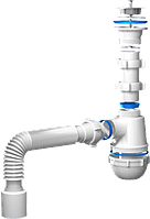 Сифон Ани Грот 1½"х40 с гибкой трубой 40х40/50 (A0115), Россия