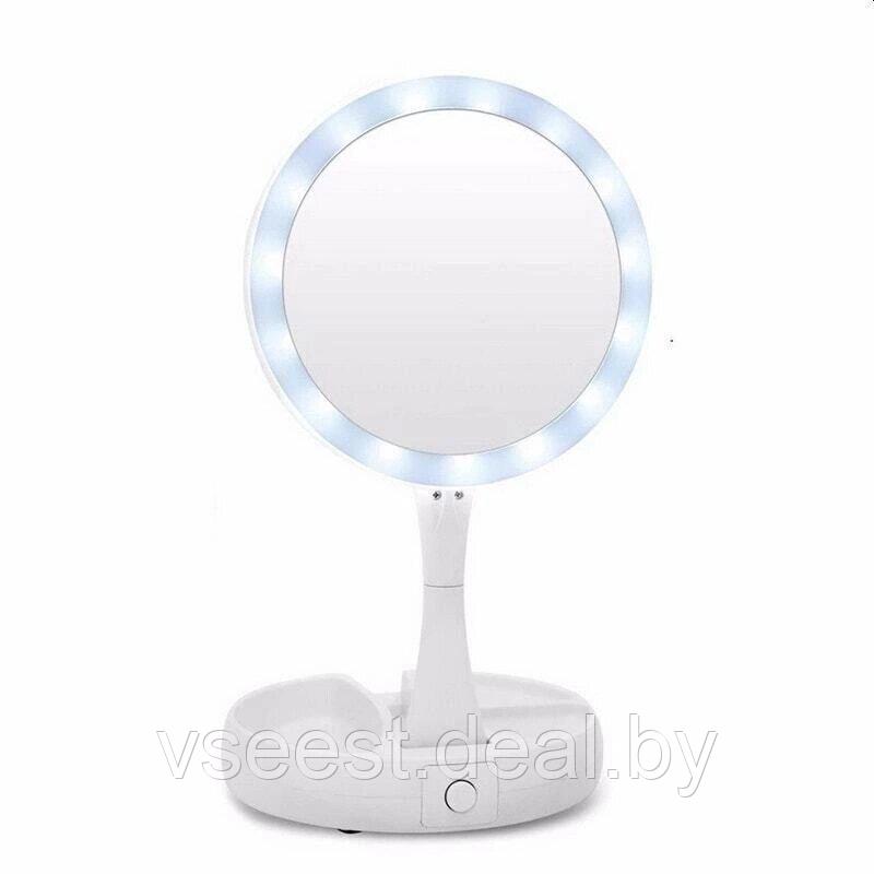 Зеркало для макияжа YJ-1365, LED подсветка, 10x zoom, складное (shu) - фото 3 - id-p172002385