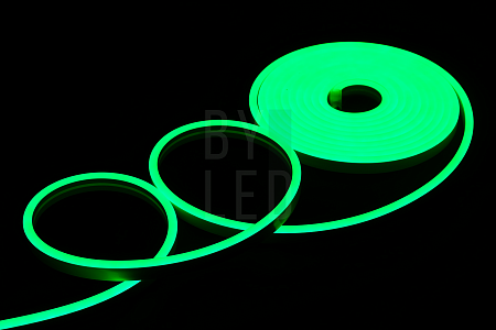 Светодиодный неон Byled SMD2835, 120 LED/m, 9.6W/m, 24V, IP67, Цвет: Зеленый
