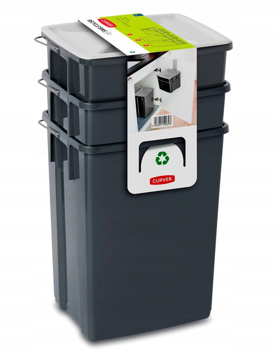 Набор контейнеров для сегрегации отходов Curver Biobox 3шт 26l, черный, фото 1