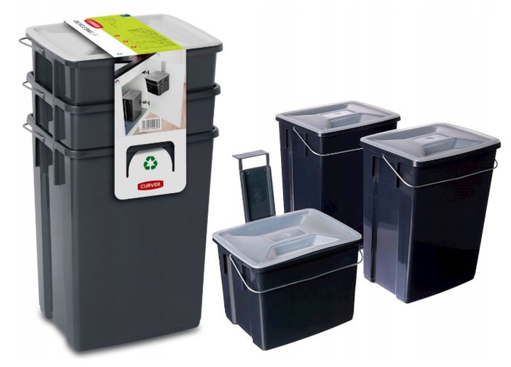 Набор контейнеров для сегрегации отходов Curver Biobox 3х26л, черный - фото 3 - id-p172004673