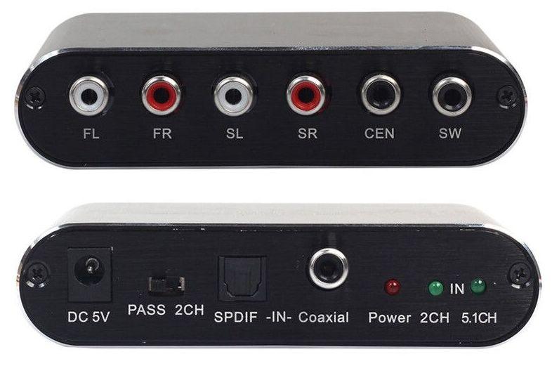 Адаптер - переходник, аудио-преобразователь для 2.1 / DTS 5.1 систем с оптики (Toslink/SPDIF) на 6x RCA, - фото 3 - id-p172011989