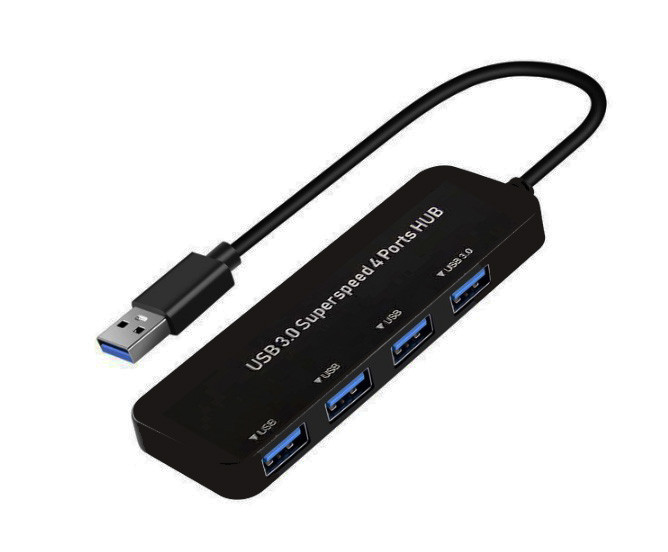 Хаб - концентратор USB3.0 - 4х USB3.0, ультра-тонкий, черный 556088