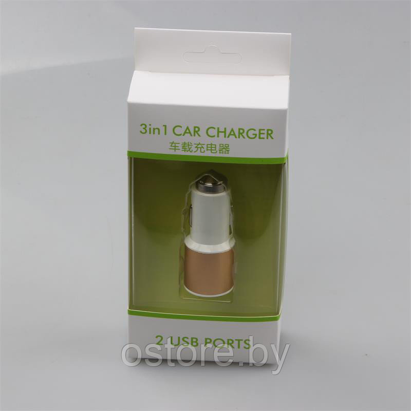 Зарядка в авто. Car 3in1 charger 3.1A 2 USB. Автомобильное зарядное устройство Quick Charge Edition - фото 3 - id-p172051286