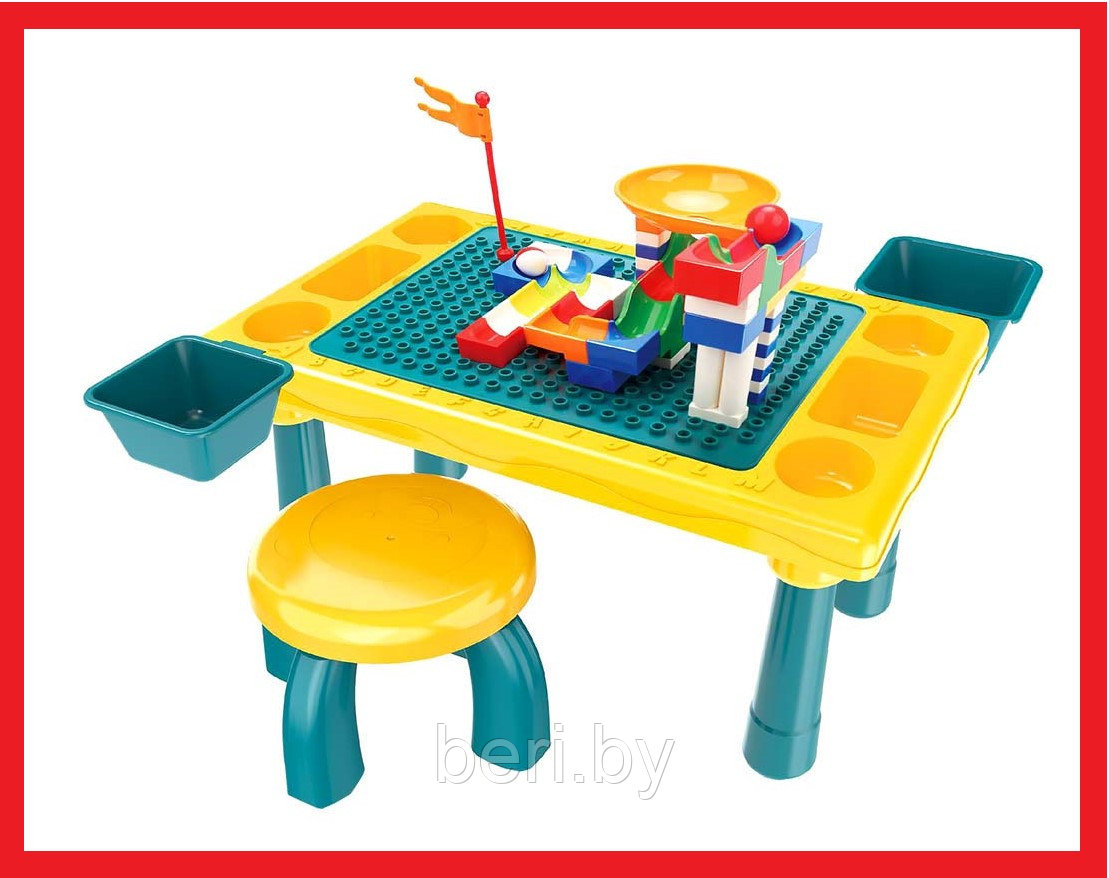 6731834 Развивающий игровой стол Pituso со стульчиком и конструктор 58 элементов - фото 1 - id-p172053943