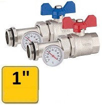 Кран шаровой прямой с полусгоном и термометром, соединение 1