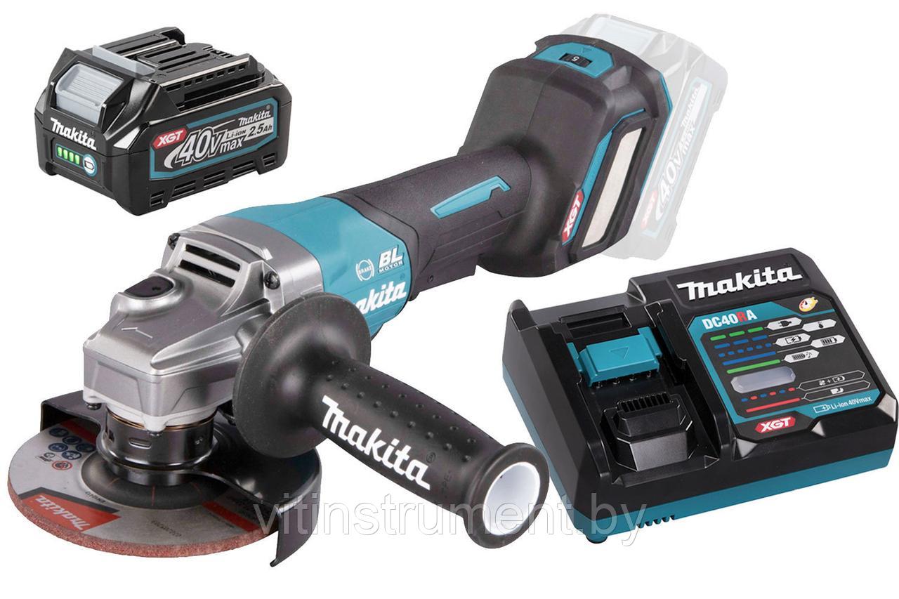 Угловая шлифмашина аккумуляторная GA029GZ (GA 029 GZ) MAKITA 40V XGT + аккумулятор 2,5Ач и зарядное устройство