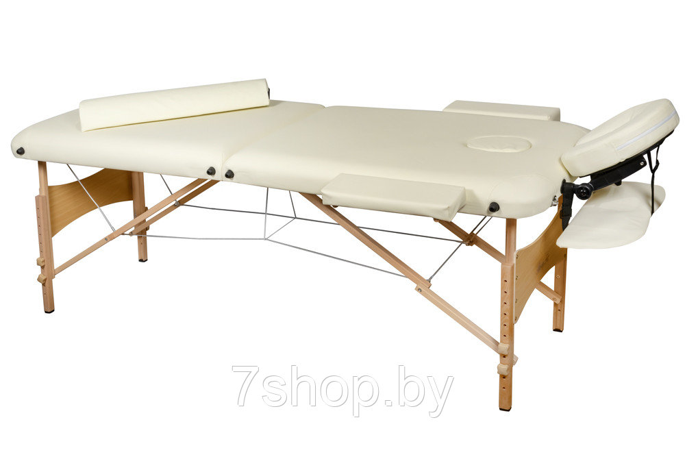 Складной 2-х секционный деревянный массажный стол BodyFit, бежевый - фото 5 - id-p89180116