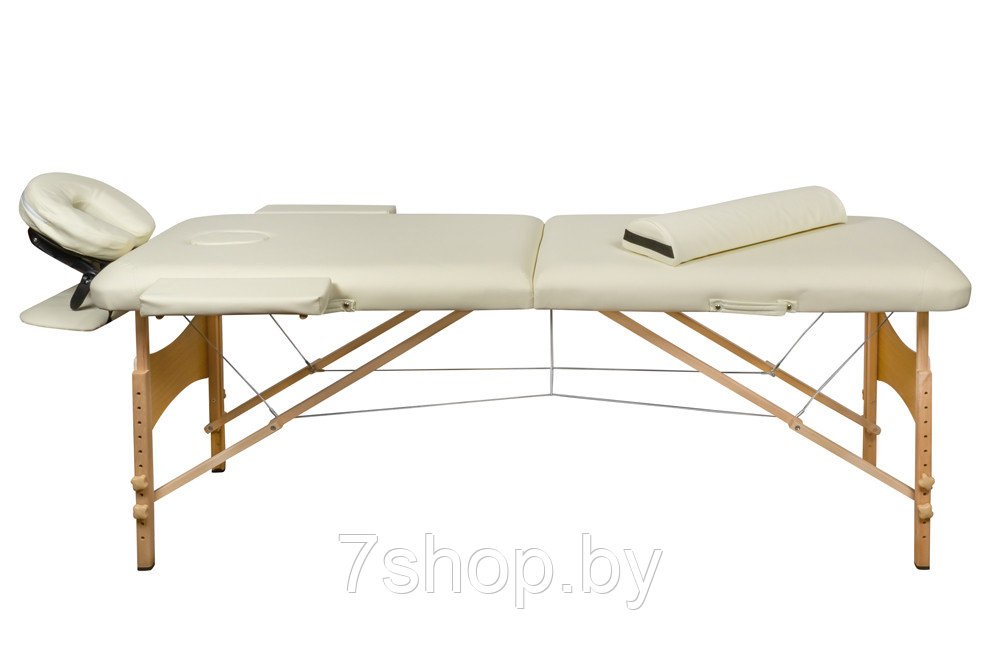 Складной 2-х секционный деревянный массажный стол BodyFit, бежевый (70 см) - фото 3 - id-p111491797