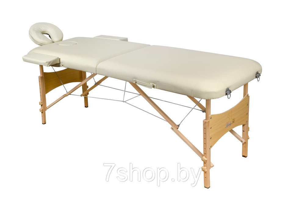 Складной 2-х секционный деревянный массажный стол BodyFit, бежевый (70 см) - фото 5 - id-p111491797
