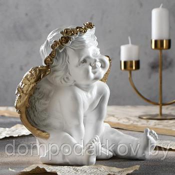 Статуэтка "Ангел сидящий", золотистая, 24 см
