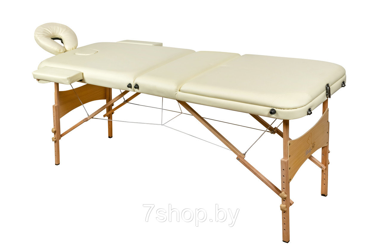 Складной 3-х секционный деревянный массажный стол BodyFit, бежевый - фото 1 - id-p54577726