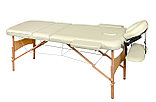 Складной 3-х секционный деревянный массажный стол BodyFit, бежевый, фото 2