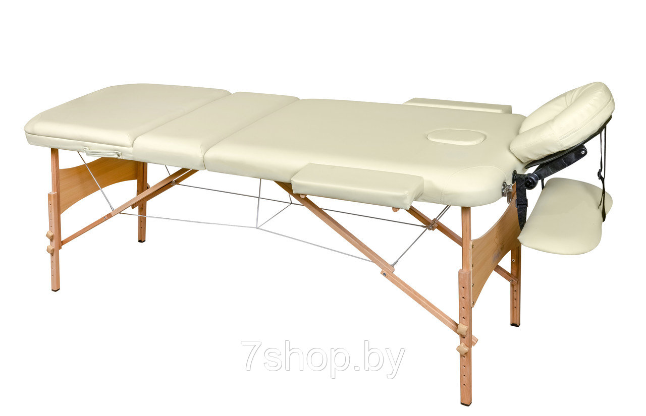Складной 3-х секционный деревянный массажный стол BodyFit, бежевый - фото 2 - id-p54577726