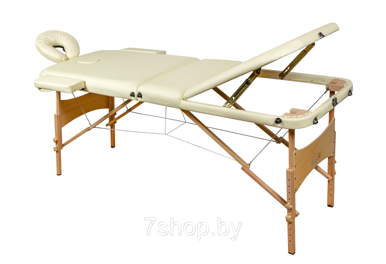 Складной 3-х секционный деревянный массажный стол BodyFit, бежевый - фото 3 - id-p54577726
