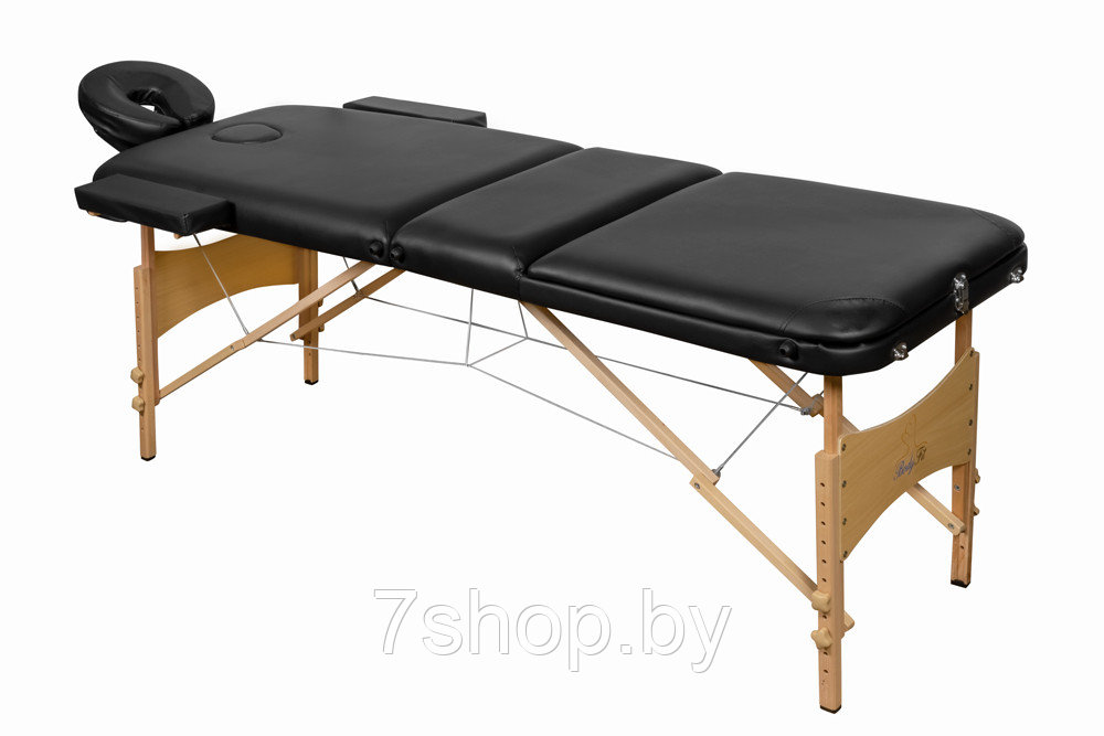 Складной 3-х секционный деревянный массажный стол BodyFit, черный - фото 1 - id-p54584556