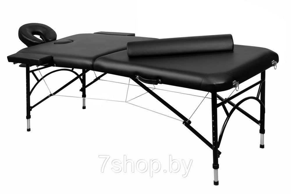 Складной 2-х секционный алюминиевый массажный стол BodyFit, черный 60 см - фото 1 - id-p172067209