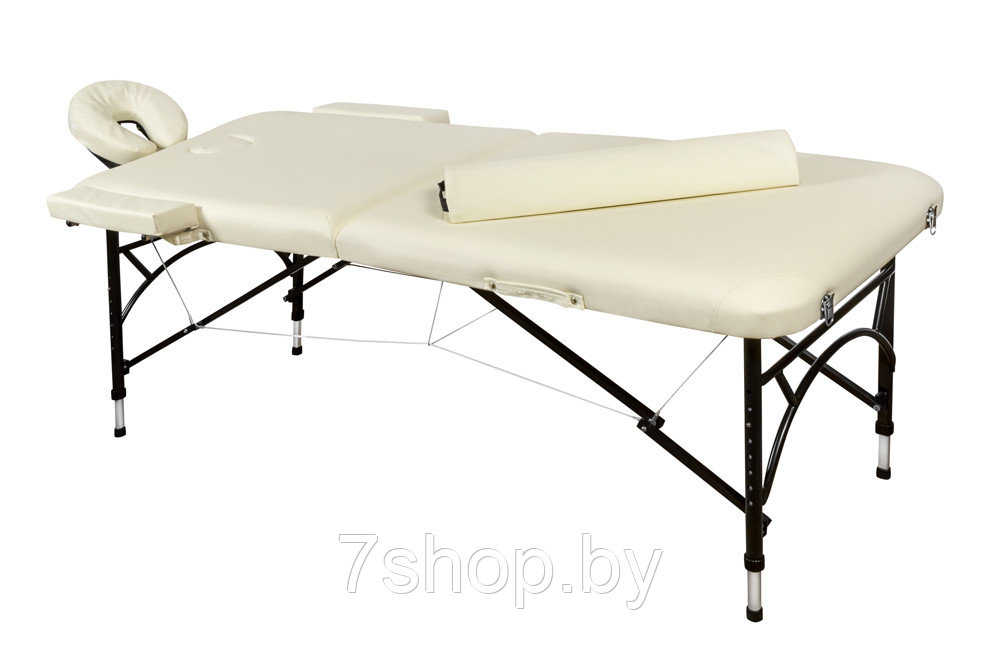 Складной 2-х секционный алюминиевый массажный стол BodyFit, кремовый 70 см - фото 1 - id-p172067212