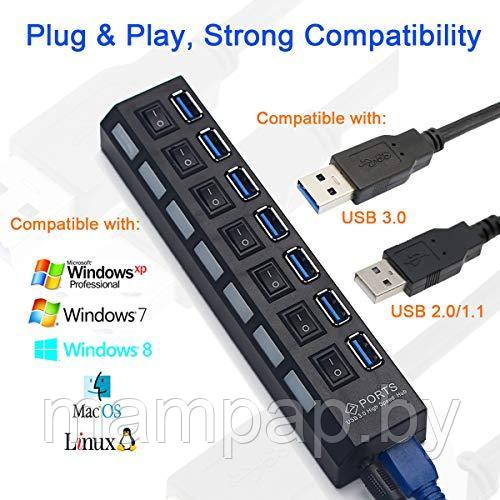 USB-hub / USB-ХАБ / разветвитель / USB-hub 7 порта с выключателями
