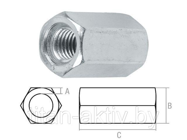 Гайка М6 удлиняющая, цинк (3000 шт в коробе) STARFIX - фото 1 - id-p171714265