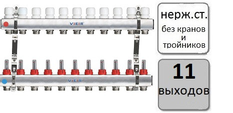 Коллектор VIEIR 11 контуров с расходомерами (БЕЗ кранов и авторазвоздушников)