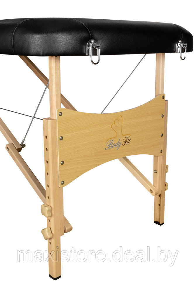 Складной 2-х секционный деревянный массажный стол BodyFit, черный 60 см (валик в комплекте) - фото 5 - id-p172120656