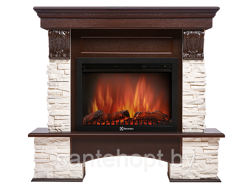 Портал Firelight PIETRA для очагов Electrolux 25" и 27" Камень белый/Темный дуб - фото 1 - id-p172120720