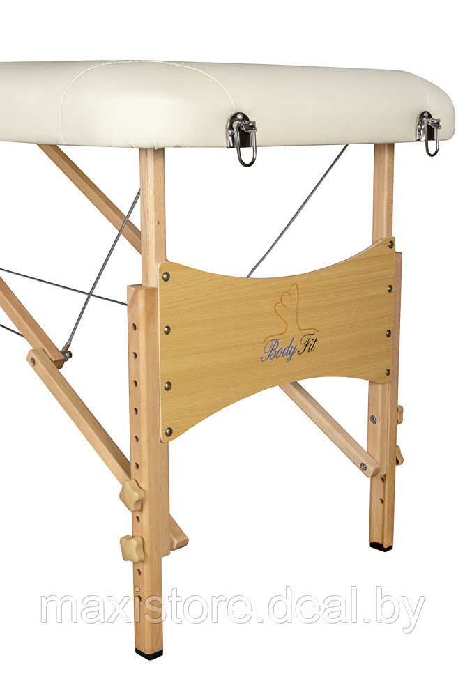 Складной 2-х секционный деревянный массажный стол BodyFit, кремовый 70 см (валик в комплекте) - фото 6 - id-p172120755