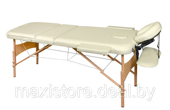 Складной 3-х секционный деревянный массажный стол BodyFit, кремовый 60 см (валик в комплекте) - фото 2 - id-p172120870
