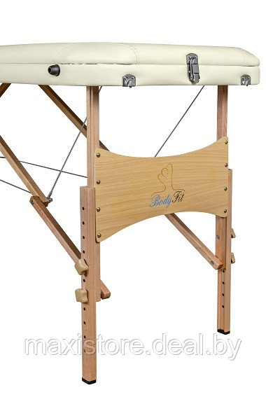 Складной 3-х секционный деревянный массажный стол BodyFit, кремовый 60 см (валик в комплекте) - фото 5 - id-p172120870