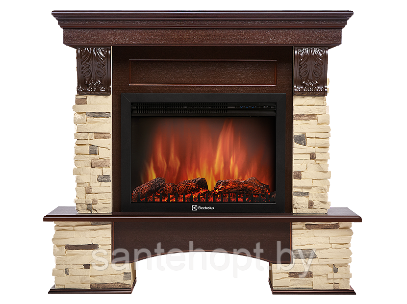 Портал Firelight PIETRA для очагов Electrolux 25" и 27" Камень натуральный/ Темный дуб - фото 1 - id-p172121336