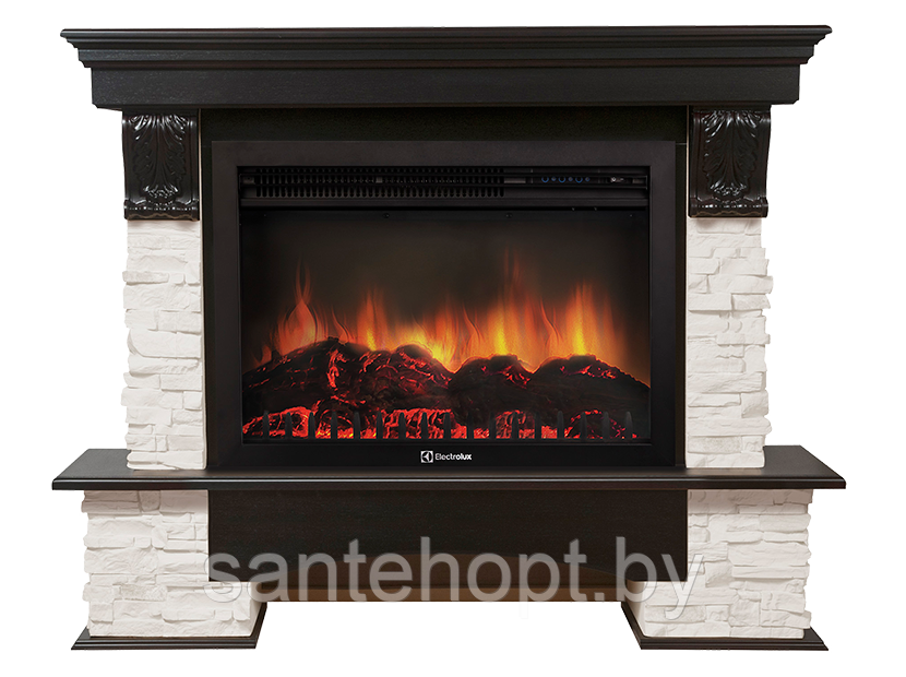 Портал Firelight PIETRA для очагов Electrolux 25" и 27" Камень белый/ Венге