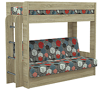 Двухъярусная кровать Элегия с диваном и верхним матрасом (ДСП дуб сонома/Geometry slate)