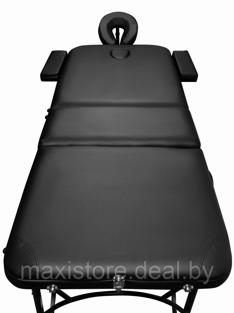 Складной 3-х секционный алюминиевый массажный стол BodyFit, черный 60 см (валик в комплекте) - фото 4 - id-p172125419