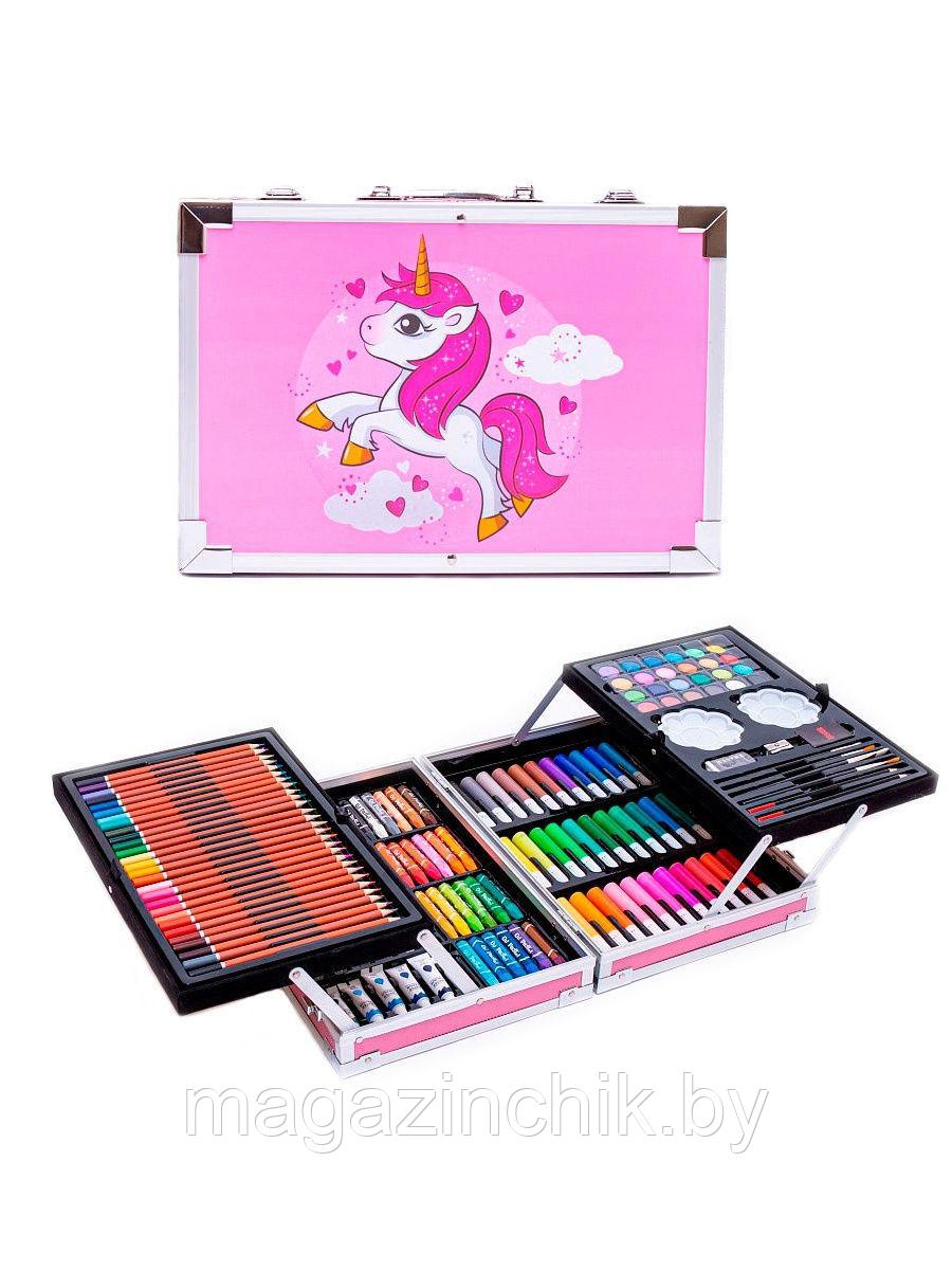 Набор для рисования с красками, в алюминиевом чемоданчике, 145, Юный художник, Единорог, розовый - фото 3 - id-p172140532