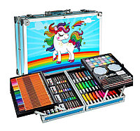 Набор для рисования с красками, в металлическом чемоданчике, Юный художник, голубой