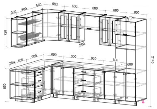 Угловая кухня Мила Деко 1,68х3,0 фабрика Интерлиния - фото 2 - id-p172147001