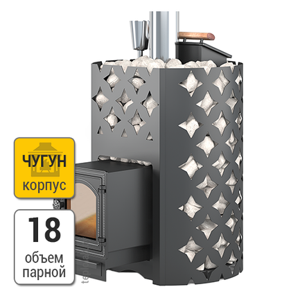 Этна 18 (ДТ-4С) ЗК печь банная чугунная со стеклом, фото 2