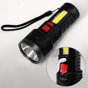 Фонарь ручной аккумуляторный 1.5 Вт, 1200 мАч, USB, COB 3 Вт,  4 реж. 6117055