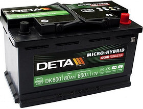 Автомобильный аккумулятор Deta Micro-Hybrid AGM DK800 (80 А/ч)