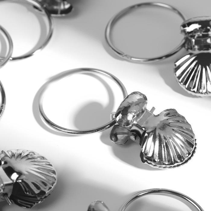 Кольцо для карниза, с зажимом, d = 32/36 мм, 20 шт, цвет серебряный - фото 1 - id-p171948618