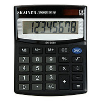 Калькуляторнастольный мини SKAINER SK-308II,8разрядов,двойное питание, 100x124x32мм, черный