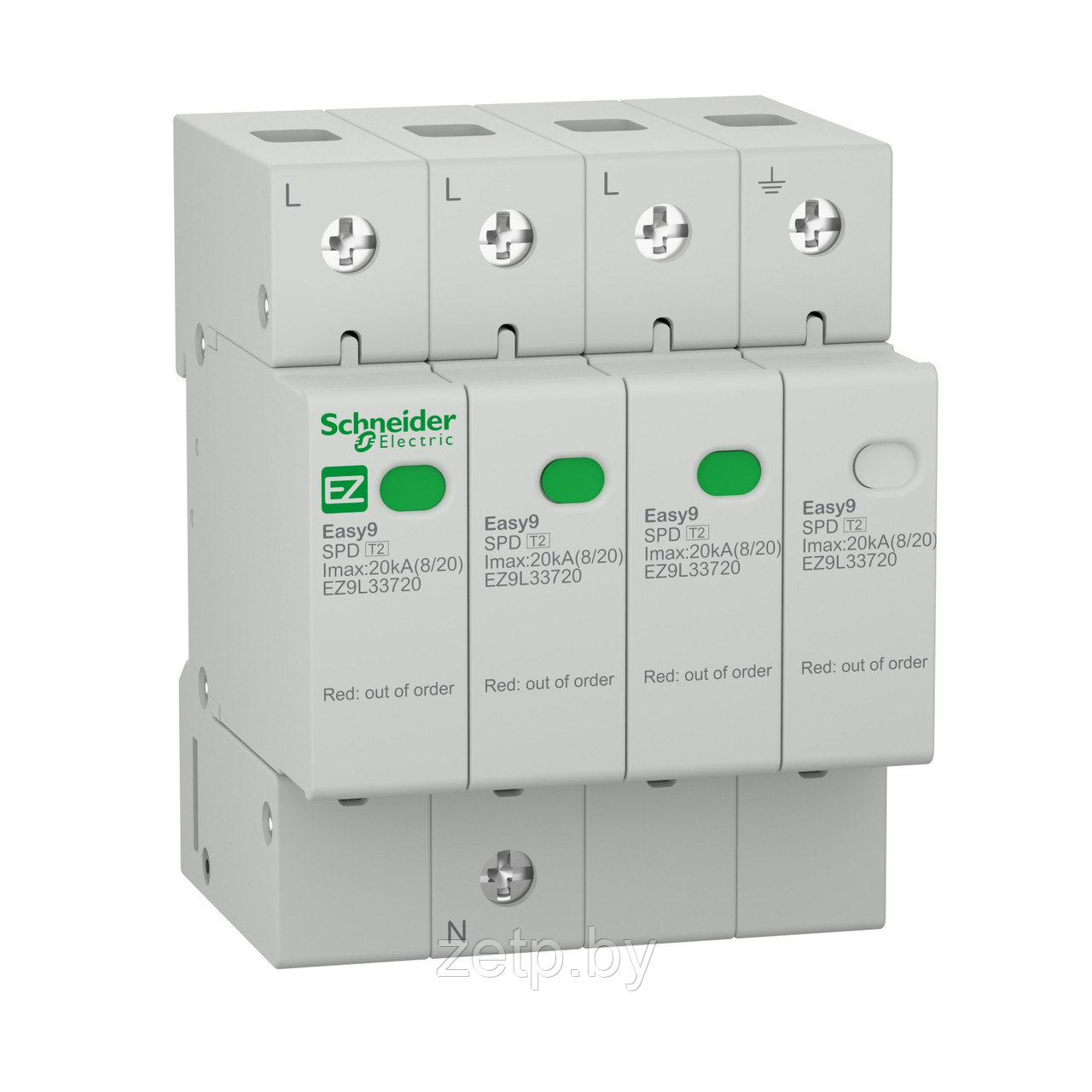 EZ9L33720 Ограничитель перенапряжения Schneider Electric EASY9 3П+H 20кА 400В