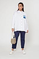 Женская осенняя хлопковая белая деловая большого размера блуза Elema 2К-11966-1-170 белый 42р.