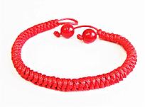 Браслет плетеный Красная Нить с натуральным камнем Нефрит Красный, 2 бус*8мм - для удачи, защиты от агрессии