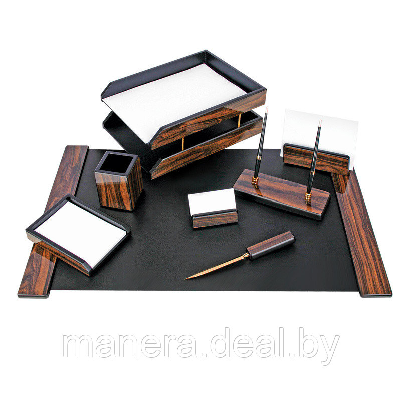 Набор настольный деревянный на 8 предметов темно-коричневый - фото 1 - id-p115842234