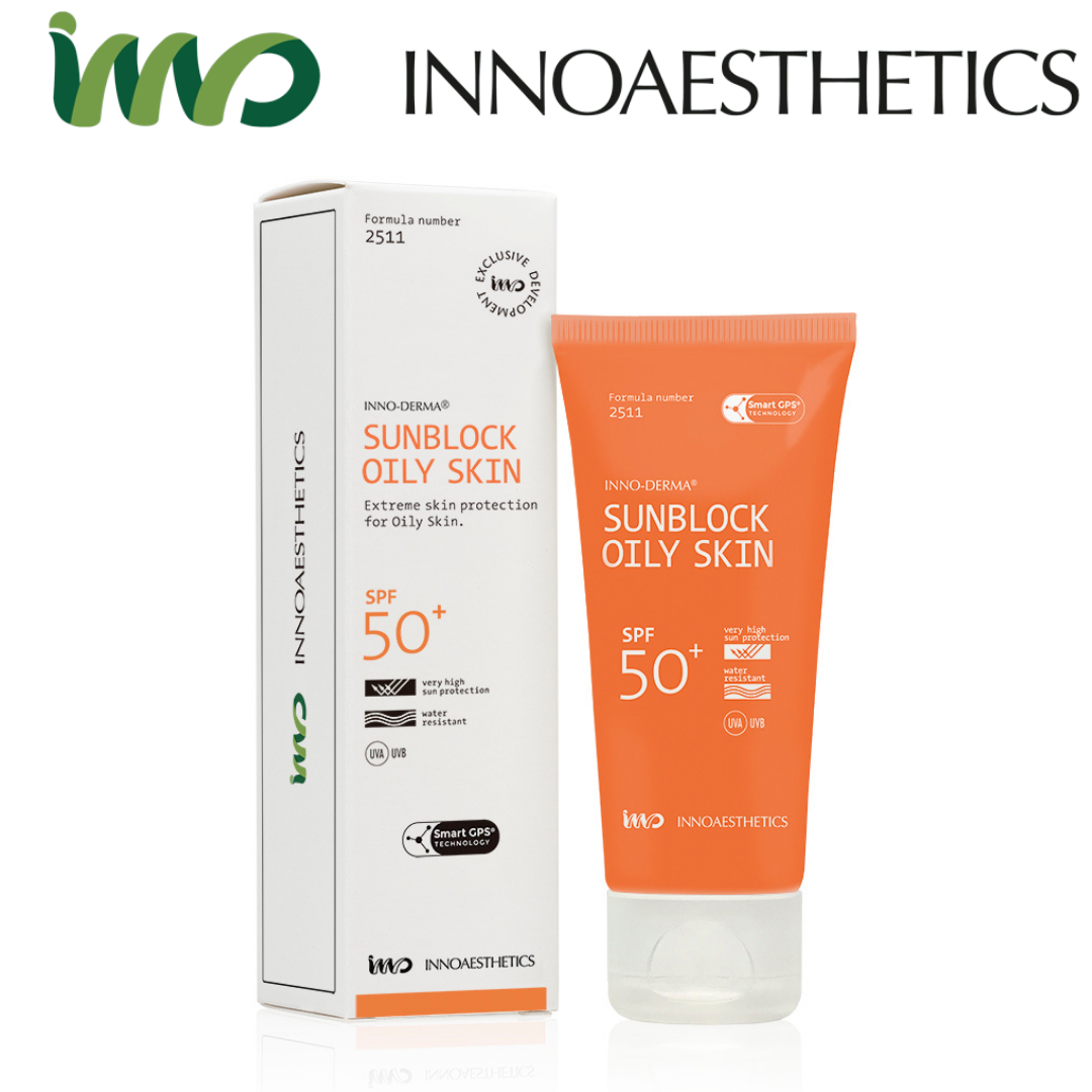 Солнцезащитный крем СПФ 50 для жирной кожи Innoaesthetics Inno-Derma Sunblock SPF 50 for oily skin