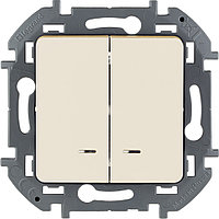 Inspiria - Выключатель двухклавишный с подсветкой (сл.кость)