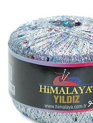 Пряжа Himalaya Yildiz (Гималаи Илдиз) с пайетками цвет 58103 серебро с разноцветными пайетками